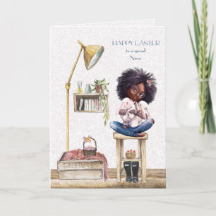 Cartão Páscoa para Niece African American Girl