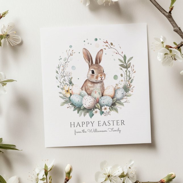 Cartão Páscoa Personalizada Fora De Foguetes De Ovos Boni (Personalize with family name, editable message on reverse.  Matching items available)