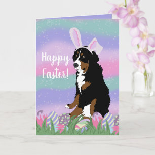 Cartão Páscoa Personalizável de Cães de Montanha Berne