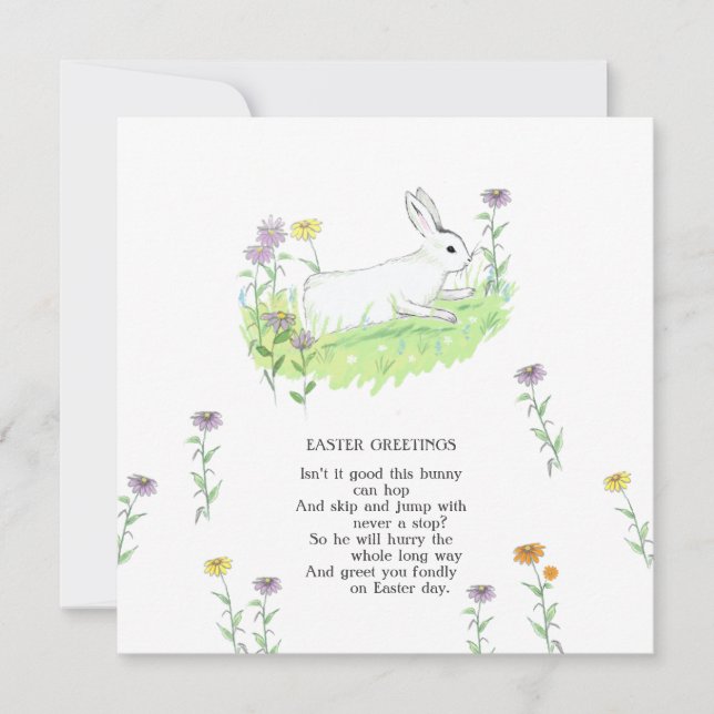 Cartão Páscoa Saudações Bunny Old Nursery Ryhme Art (Frente)
