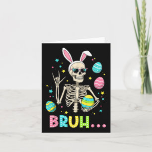 Cartão Páscoa Skeleton Bunny Rock Hand Rocker Men Adolesc