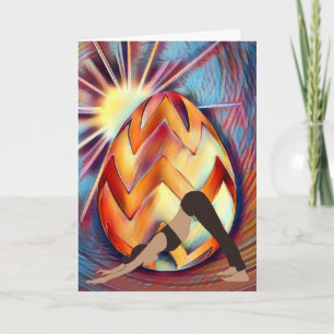 Cartão Páscoa, Sol, Garota Ioga Feliz Aniversário