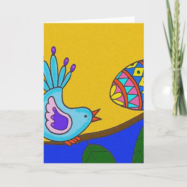 Cartão Páscoa Surprise Folk Art Ucraniano (Frente)