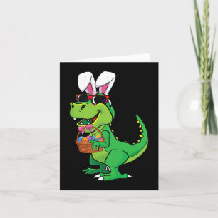 Cartão Páscoa T-rex Diversão Bunny Dinosaur Cesto de Ovos