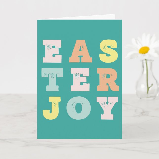 Cartão Páscoa Teal Moderna Joy (Planta pequena)
