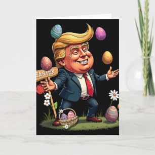 Cartão Páscoa Trump Balançando Ovos de Páscoa Desenho de 