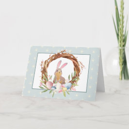 Cartão Páscoa Whimsical Bunny Easter Wreath
