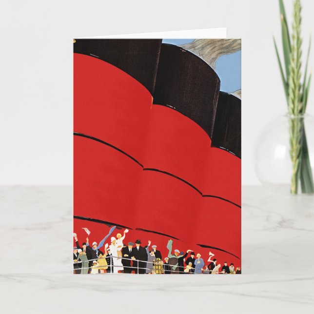 Cartão Passageiros Vintage de cruzeiros acenando tchau (Frente)