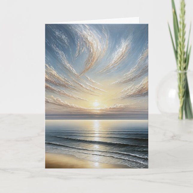 Cartão Passagem do Sol do Oceano Aniversário (Frente)