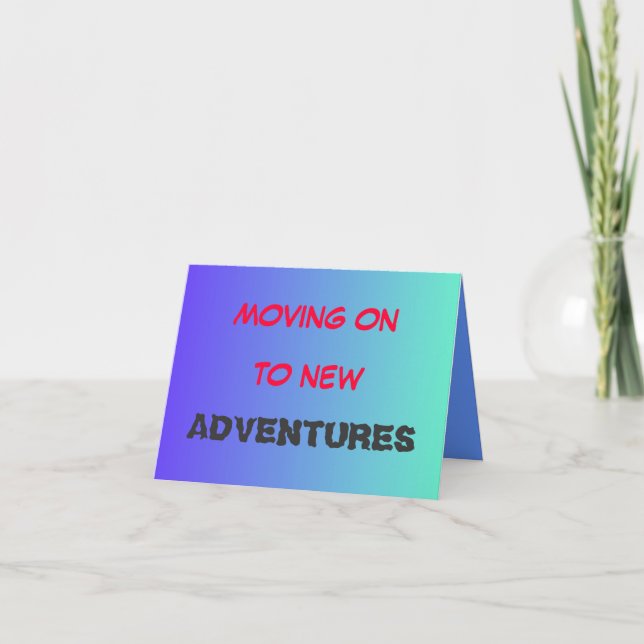Cartão Passando para novas aventuras>Cartão de despedida (Frente)