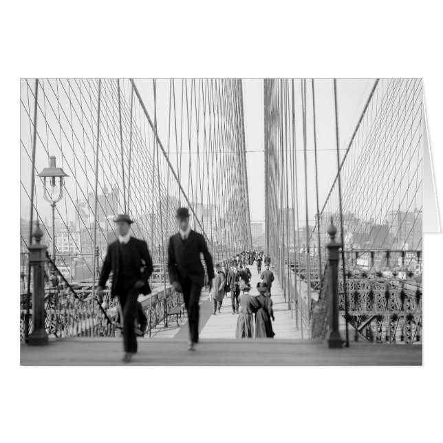 Cartão Passarela da Ponte de Brooklyn, 1905 (Frente Horizontal)