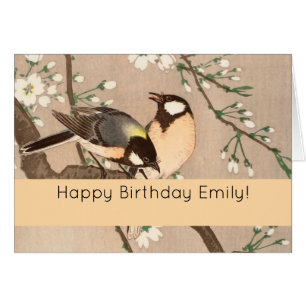 Cartão Pássaro asiático japonês (Chickadebird)