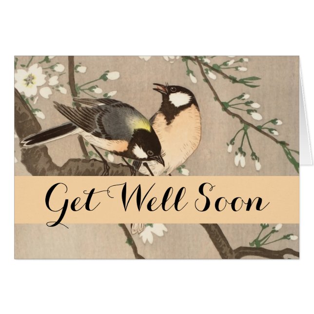 Cartão Pássaro asiático japonês (Chickadebird) (Frente Horizontal)