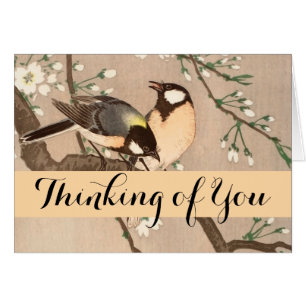 Cartão Pássaro asiático japonês (Chickadebird)