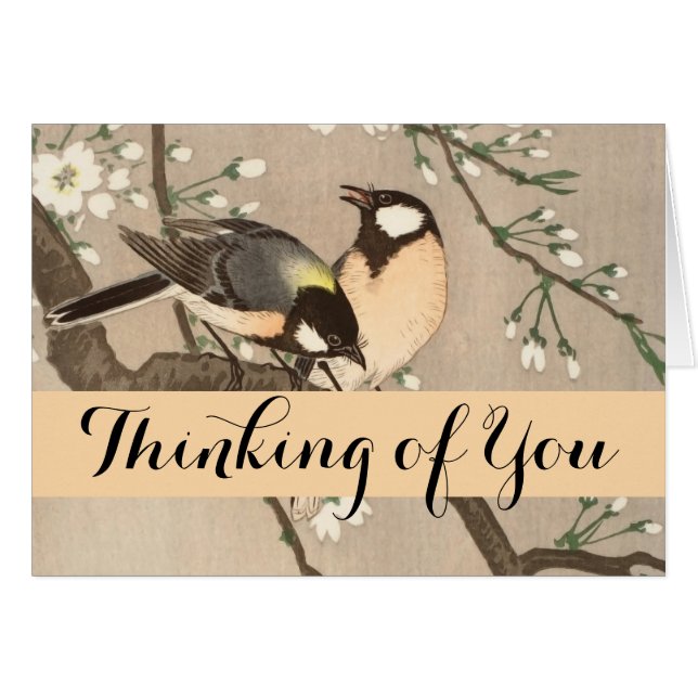 Cartão Pássaro asiático japonês (Chickadebird) (Frente Horizontal)