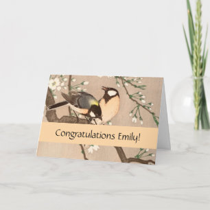 Cartão Pássaro asiático japonês (Chickadebird)