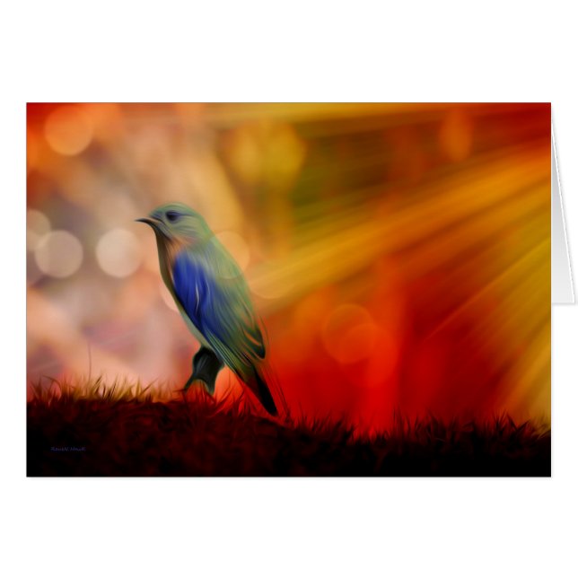 Cartão Pássaro Azul da Felicidade (Frente Horizontal)