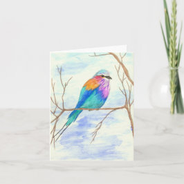 Cartão Pássaro bonito, rolo de Breasted do Lilac, arte da