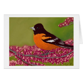 Cartão Pássaro com Flores Rosa