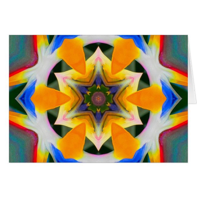 Cartão Pássaro da mandala da estrela do paraíso (Frente horizontal)
