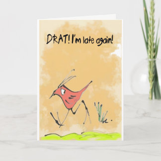 Cartão Pássaro de aniversário atrasado