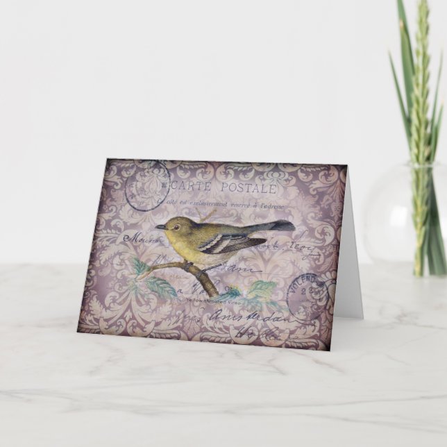 Cartão Pássaro do vintage (Frente)