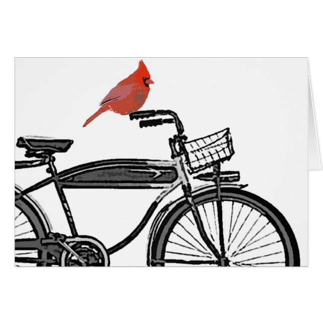 Cartão Pássaro em uma bicicleta (Frente Horizontal)