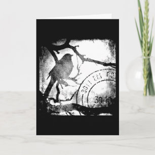 Cartão Pássaro em uma ramificação monocromática