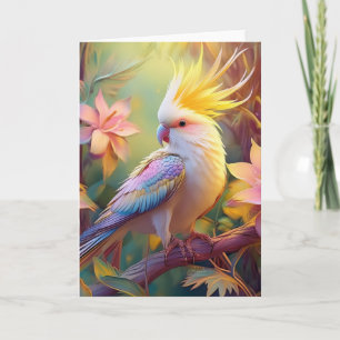 Cartão Pássaro Iridescente Wing Cockatiel Fantasy