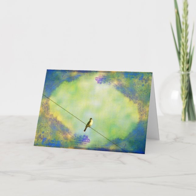 Cartão Pássaro no fio (Frente)