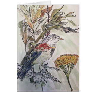Cartão Pássaro no folhagem de outono
