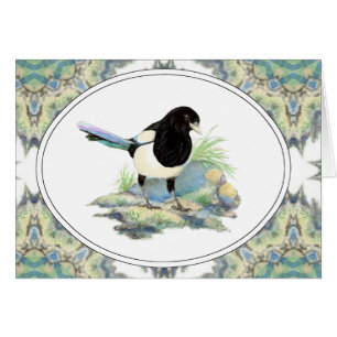 Cartão Pássaro original do jardim do Magpie da aguarela
