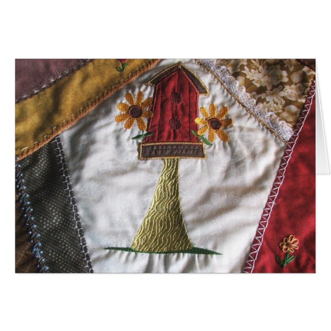 Cartão Pássaro-padrão de colcha (Frente Horizontal)