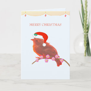 Cartão Pássaro pequeno e fofo de Natal