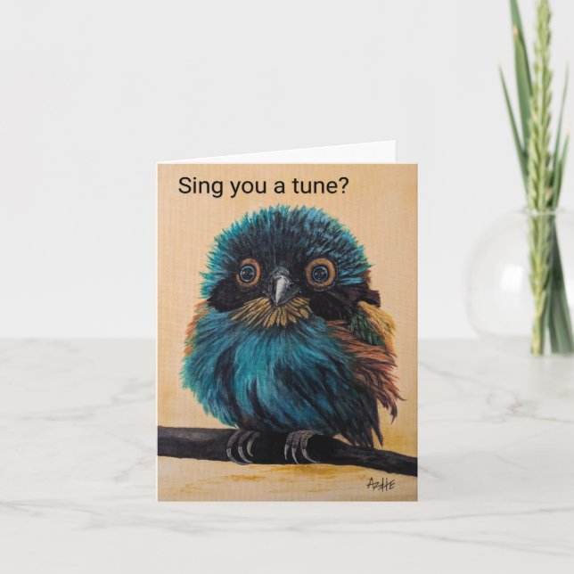 Cartão Pássaro pequeno, placa de saudação dobrada de 4" x (Frente)
