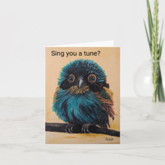 Cartão Pássaro pequeno, placa de saudação dobrada de 4" x