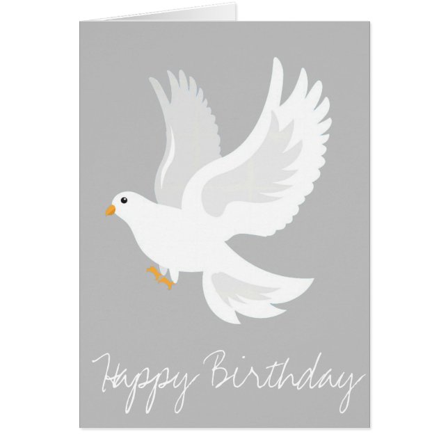 Cartão Pássaro pomba branco na cinza (Frente)