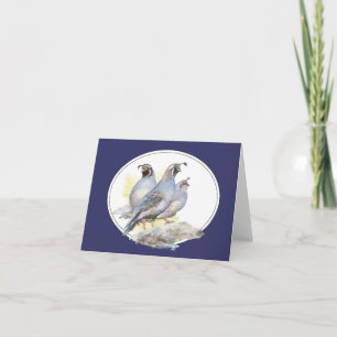 Cartão Pássaro Quail da Califórnia com Aquarela Origina