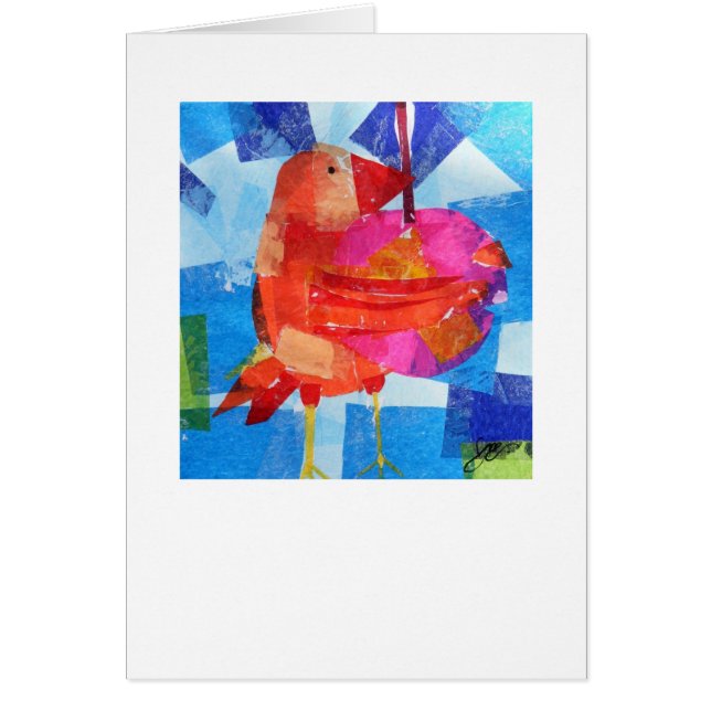 Cartão Pássaro que guardara uma baga (Frente)