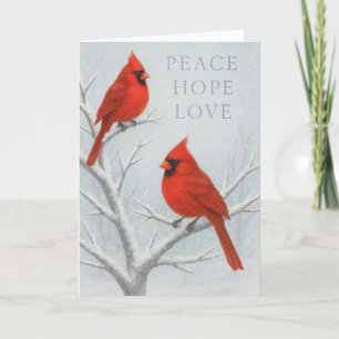 Cartão Pássaro Vermelho Paz, Esperança e Amor