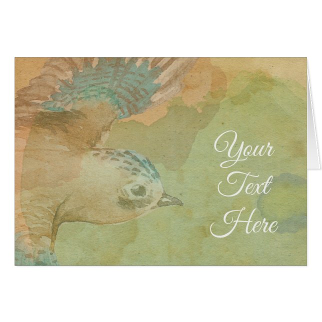 Cartão Pássaro Voador de Aquarela (Frente Horizontal)