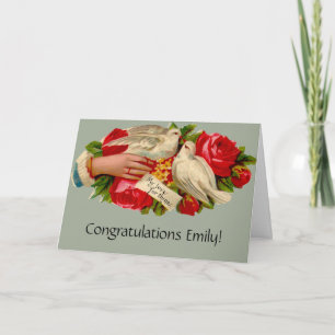 Cartão Pássaros Antigos Amor Vitoriano Pombo Arte Clássic