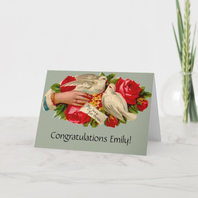 Cartão Pássaros Antigos Amor Vitoriano Pombo Arte Clássic (Frente)