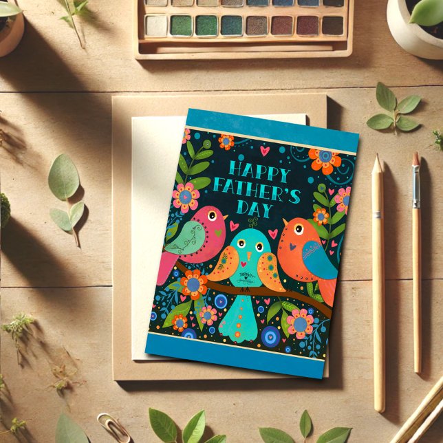Cartão Pássaros Bons Inspiridade do Dia do Pai (Criador carregado)