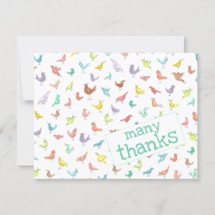 Cartão Pássaros Cotovelos Bonitos Muitos Obrigados