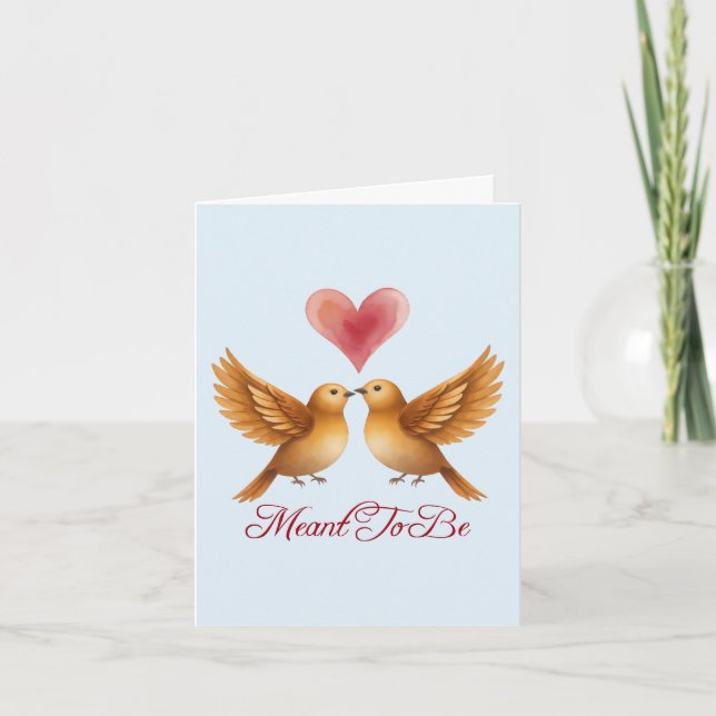 Cartão Pássaros de amor destinados a ser, coração, aniver (Frente)