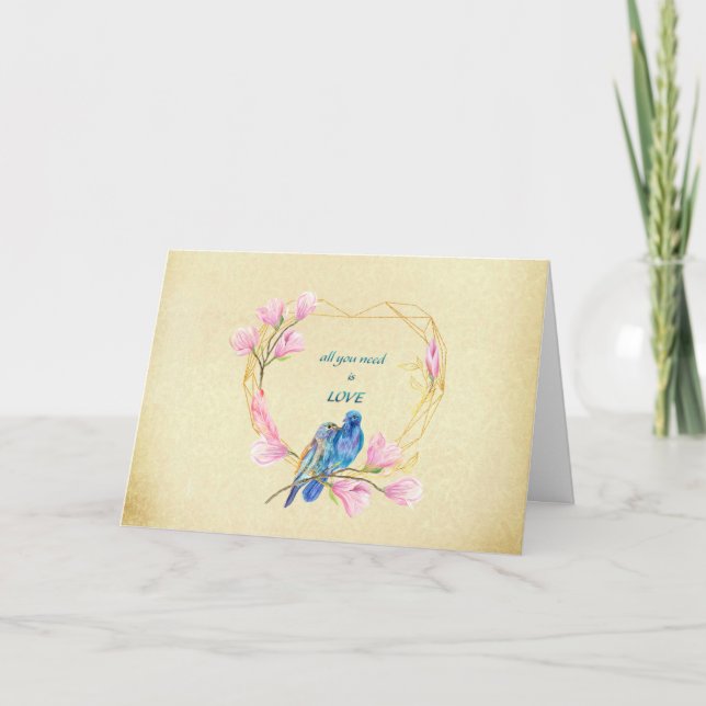 Cartão Pássaros De Amor No Dia de os namorados Cardíaco (Frente)