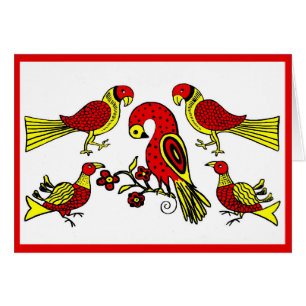 Cartão Pássaros de arte foliar alemães da Pensilvânia