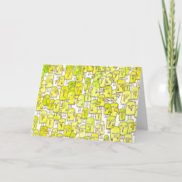 Cartão Pássaros de desenho animado verde engraçados Feliz
