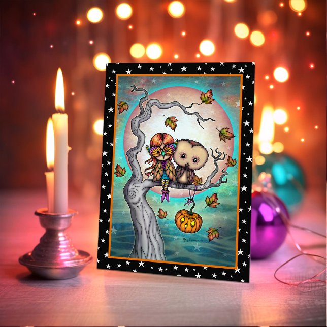 Cartão Pássaros de uma Coruja e Rapariga de Feather Hallo (Criador carregado)